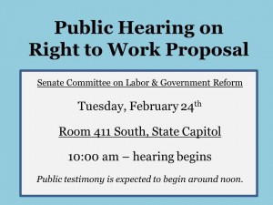 Right to work public hearing information